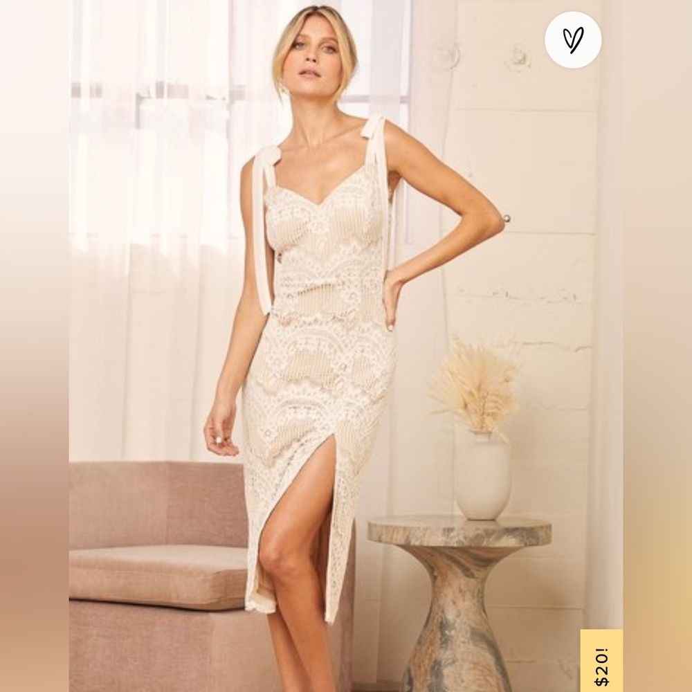Lulu’s Just My Love White lace strapped dress